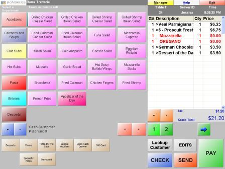 Restaurant Manager order screen